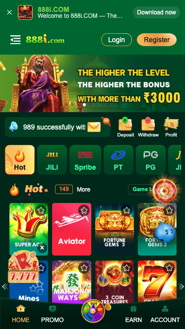 888i Game Slots Interface